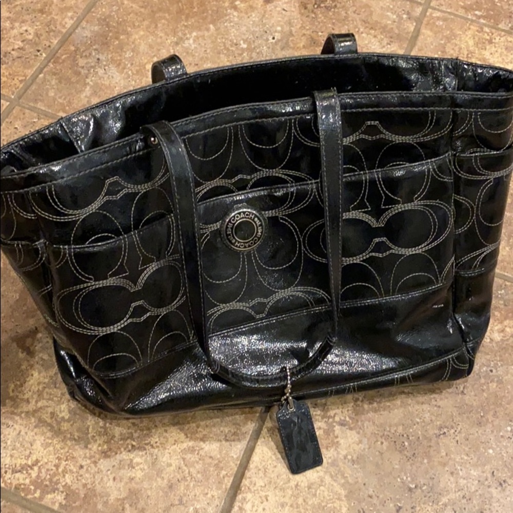 Black Coach diaper bag